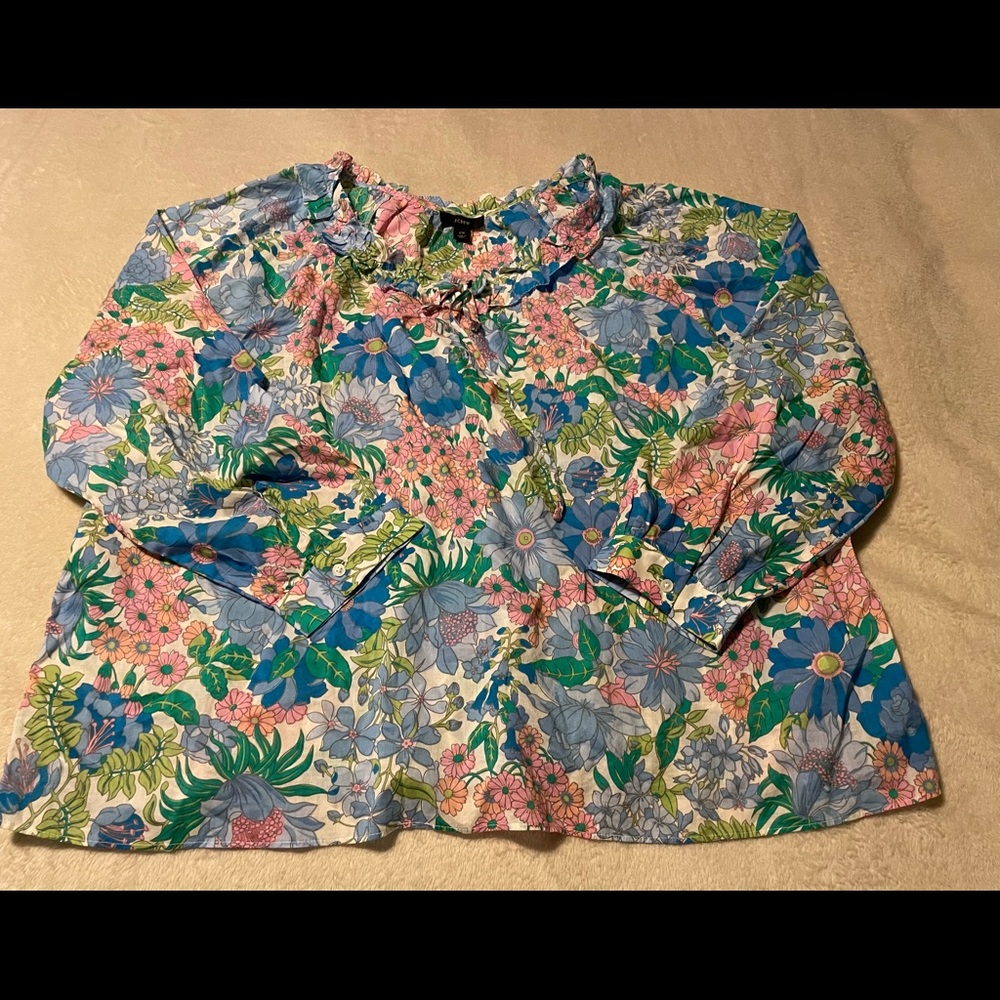 JCrew Long Sleeved Floral Blouse